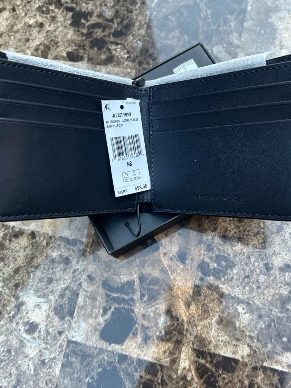 Michael Kors Men's Slim Billfold Wallet in Black and Gray MK Logo
